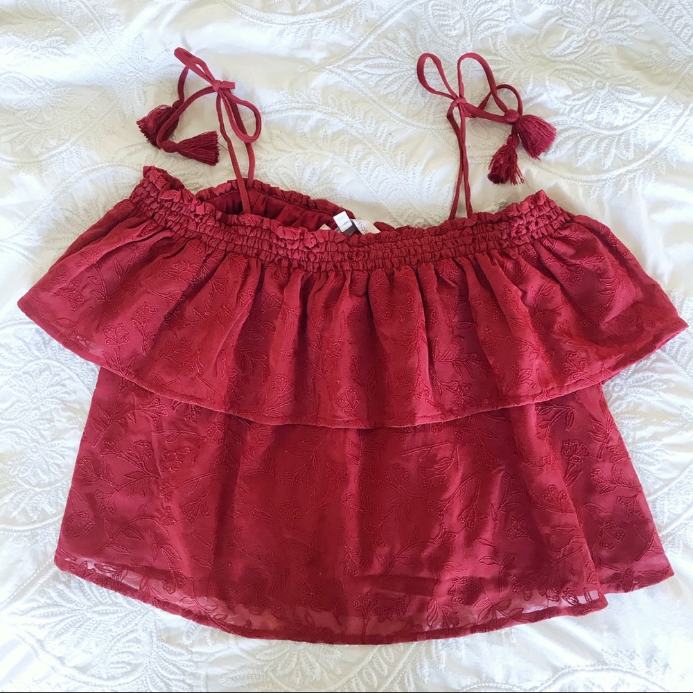 Lovers+Friends Off Shoulder Tassel Top
